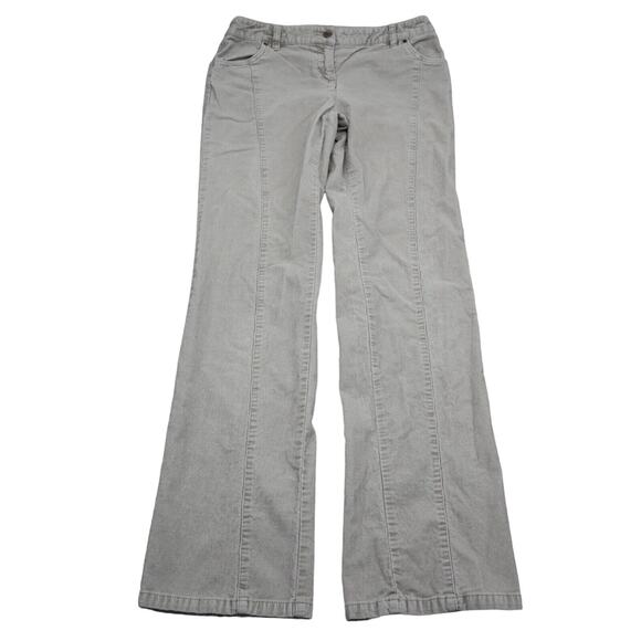 London Pants Womens 6 Gray Chino Bootcut Stretch Corduroy Flat Front Button Zip - Picture 1 of 16